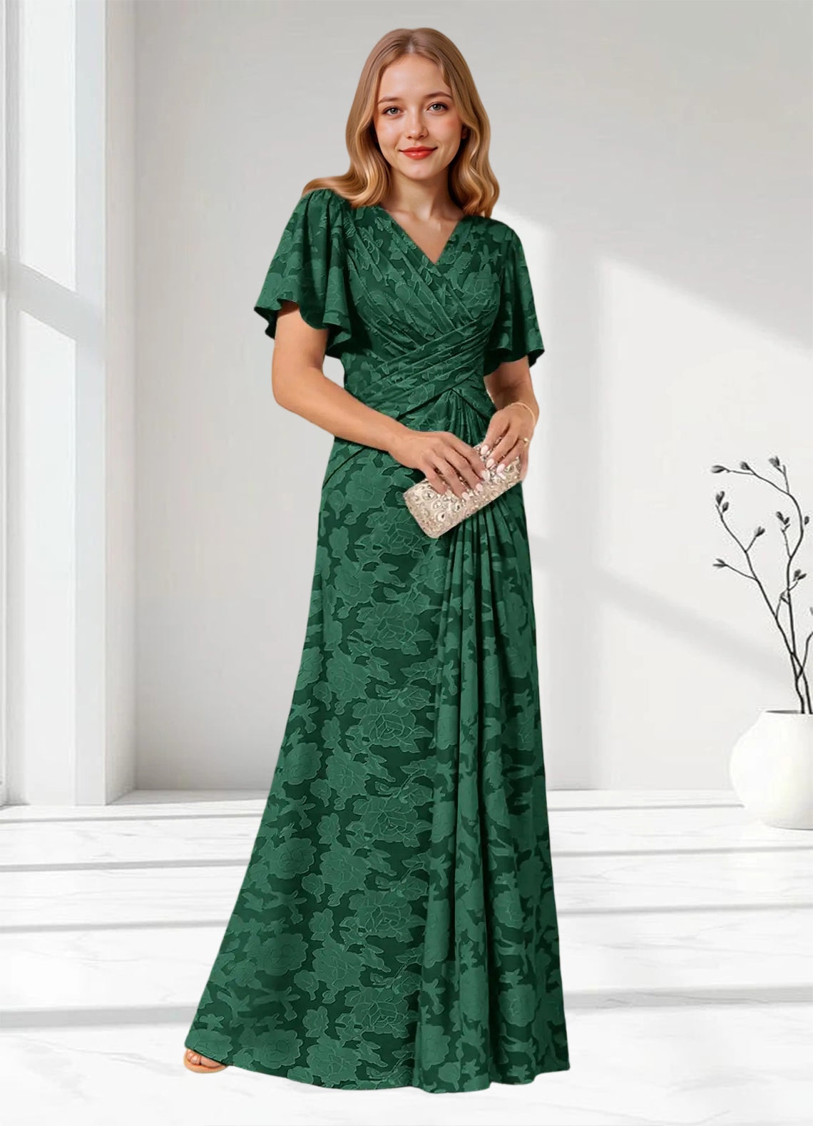 Augday Emmeline Pleated Floral Burnout Dress