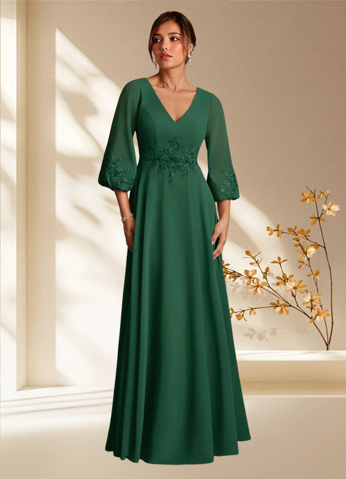 Augday Yorba A-Line Lace Chiffon Dress
