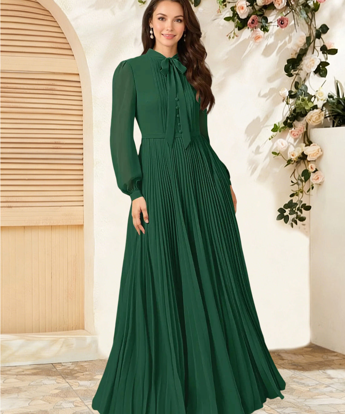 Augday Adellah A-Line Pleated Chiffon Dress