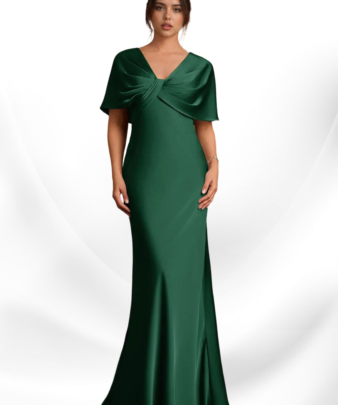 Augday Dosia Sheath Pleated Stretch Satin Dress