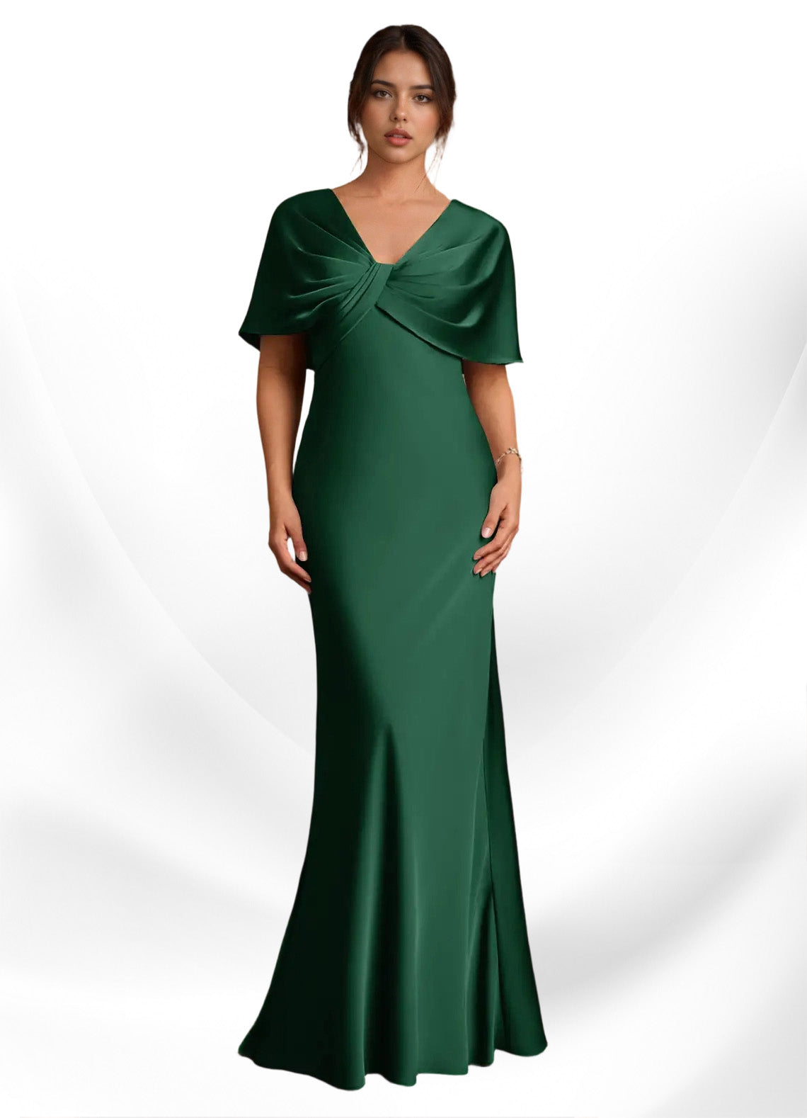 Augday Dosia Sheath Pleated Stretch Satin Dress