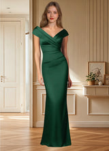 Augday Ludlow Mermaid Pleated Stretch Satin Dress