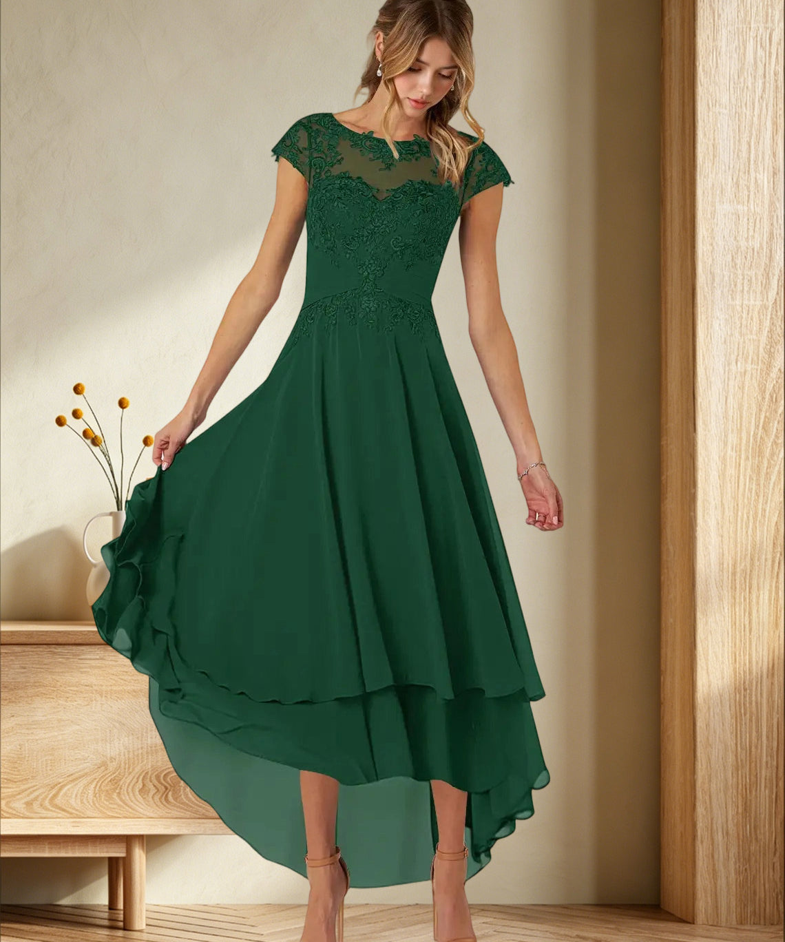 Augday Shonda Lace Chiffon Dress