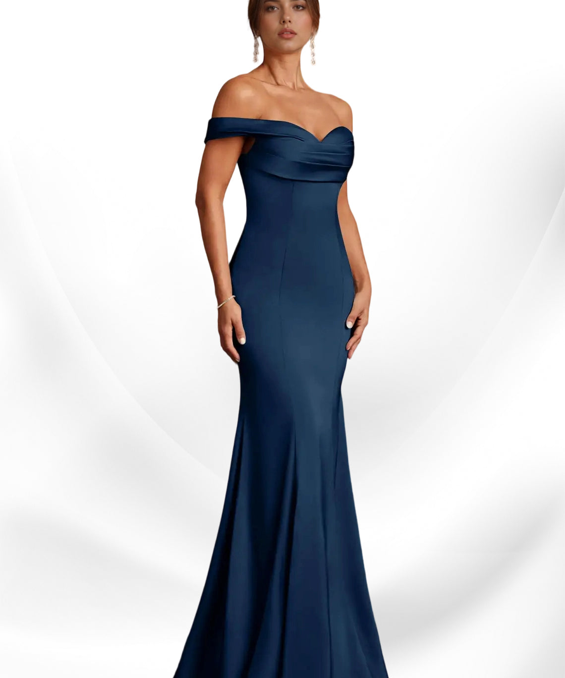 Augday  Mermaid Off the Shoulder Stretch Satin Dress