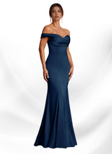 Augday Boone Mermaid Off the Shoulder Stretch Satin Dress