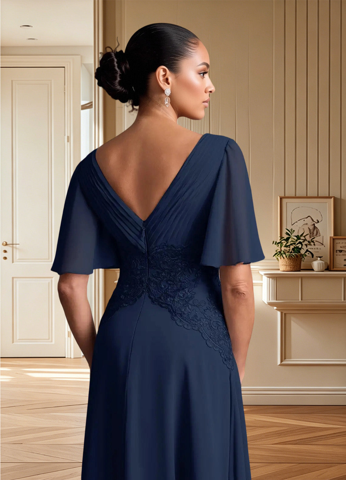 Augday Milliat A-Line Lace Chiffon Dress