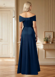 Augday Amelia A-Line Off the Shoulder Stretch Satin Dress