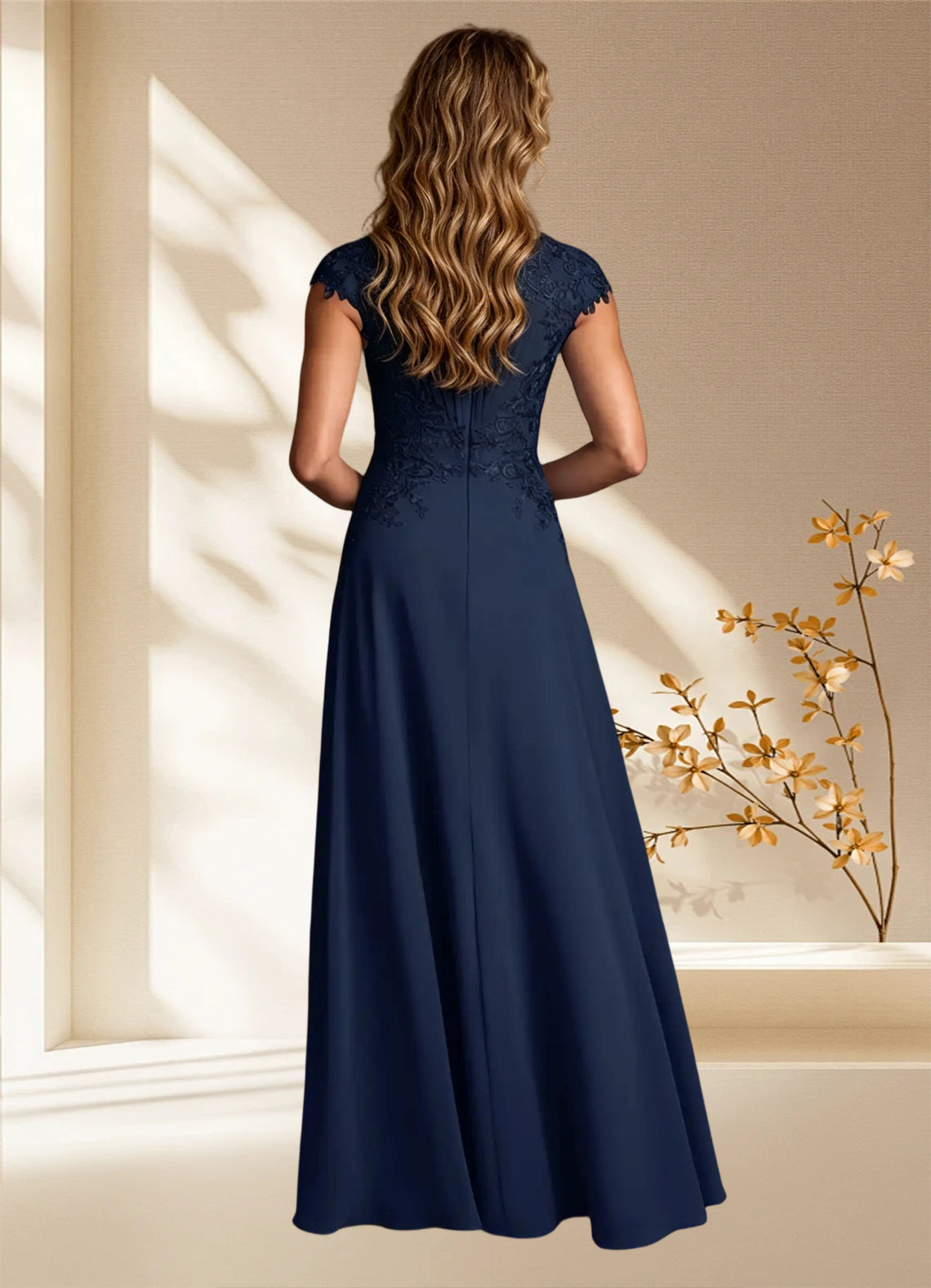 Augday Christi A-Line Lace Chiffon Dress