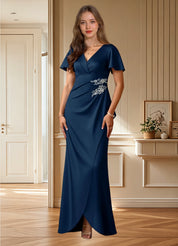 Augday Robins A-Line Pleated Stretch Satin Dress