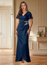 Augday Robins A-Line Pleated Stretch Satin Dress