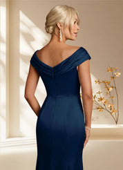Augday Aberdeen Sheath Pleated Stretch Satin Dress