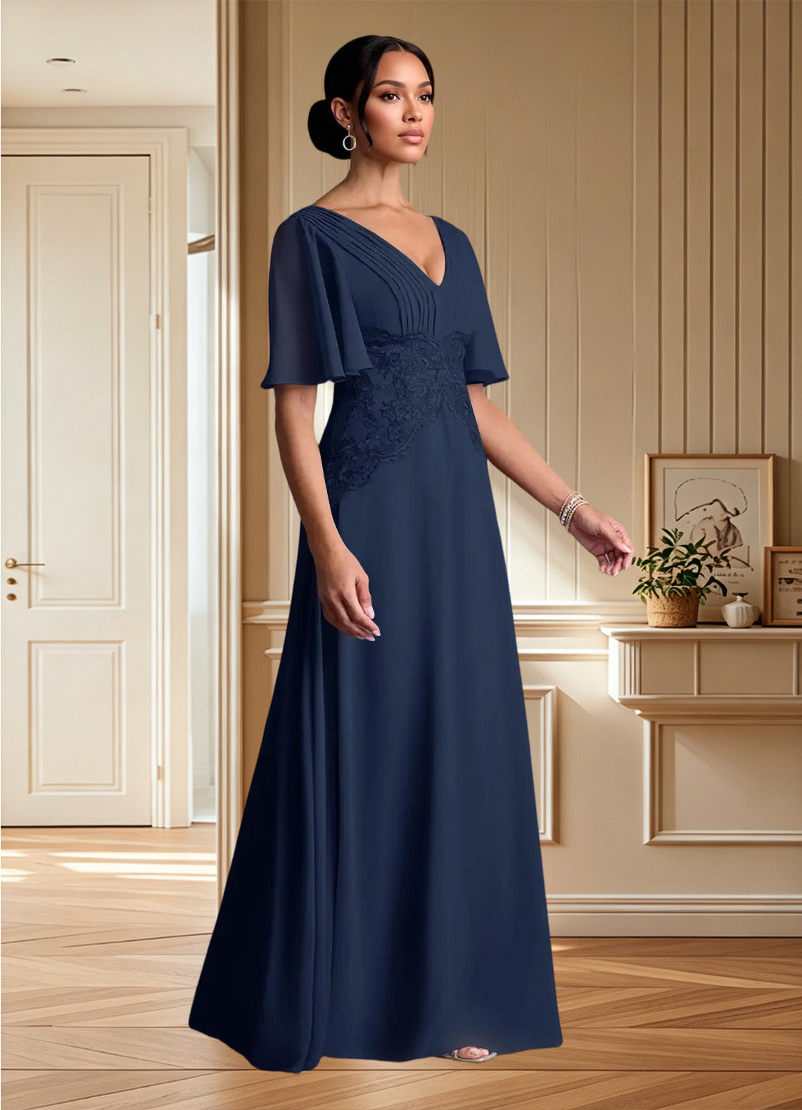 Augday Milliat A-Line Lace Chiffon Dress
