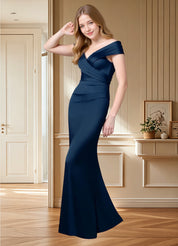 Augday Ludlow Mermaid Pleated Stretch Satin Dress