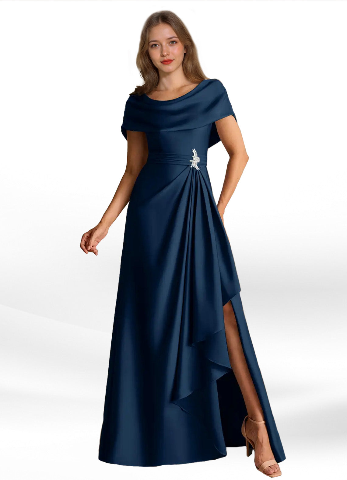 Augday Branford A-Line Pleated Stretch Satin Dress