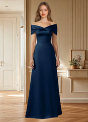 Augday Amelia A-Line Off the Shoulder Stretch Satin Dress
