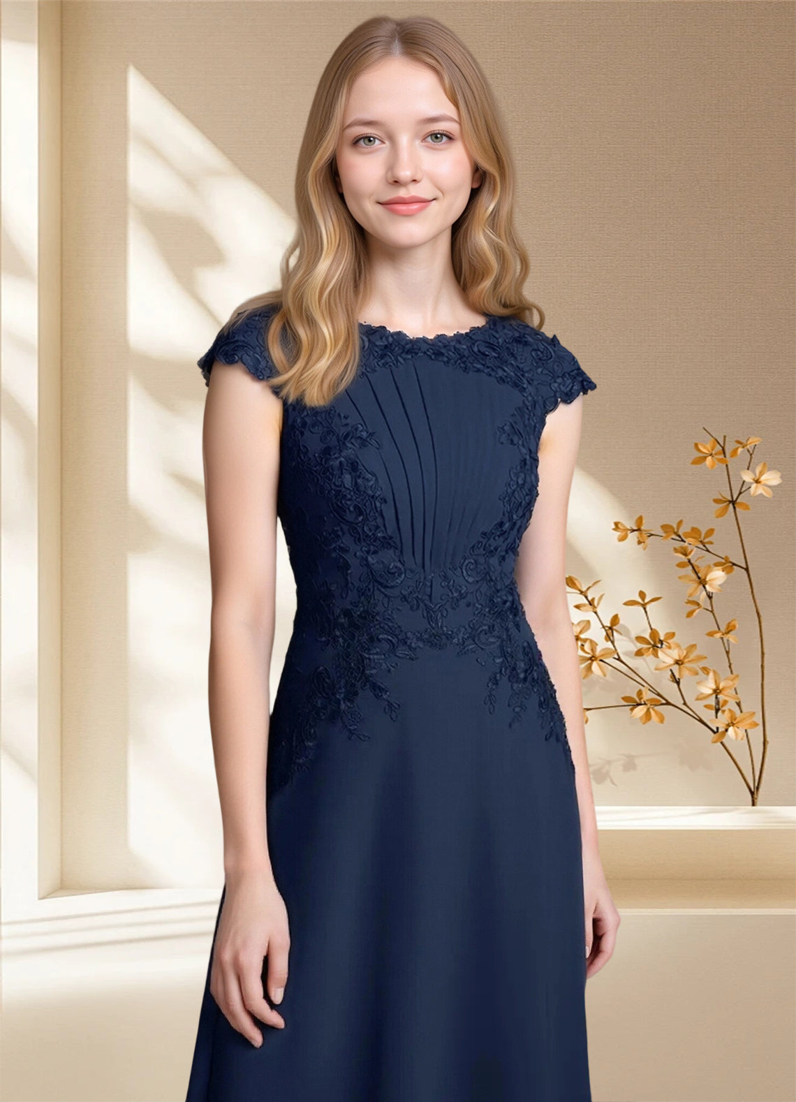 Augday Christi A-Line Lace Chiffon Dress