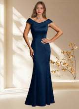 Augday Aberdeen Sheath Pleated Stretch Satin Dress