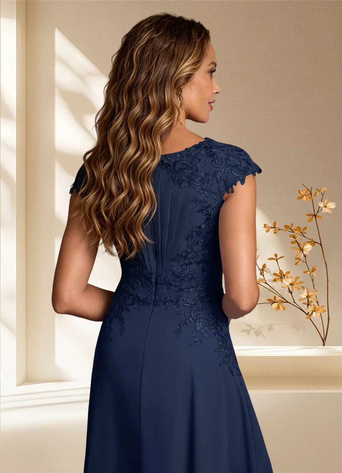 Augday Christi A-Line Lace Chiffon Dress