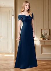 Augday Amelia A-Line Off the Shoulder Stretch Satin Dress