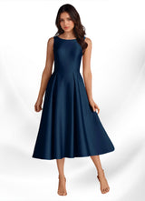 Augday Fulton A-Line Pleated Stretch Satin Dress