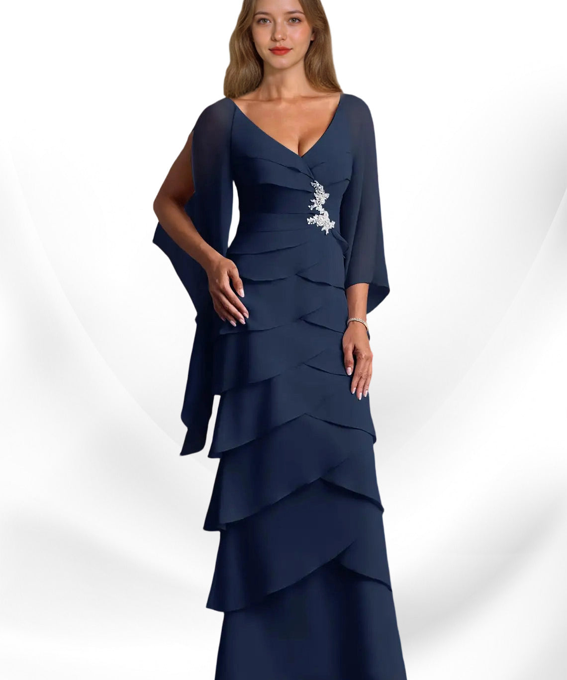 Augday Arabinda Sheath Ruched Chiffon Dress