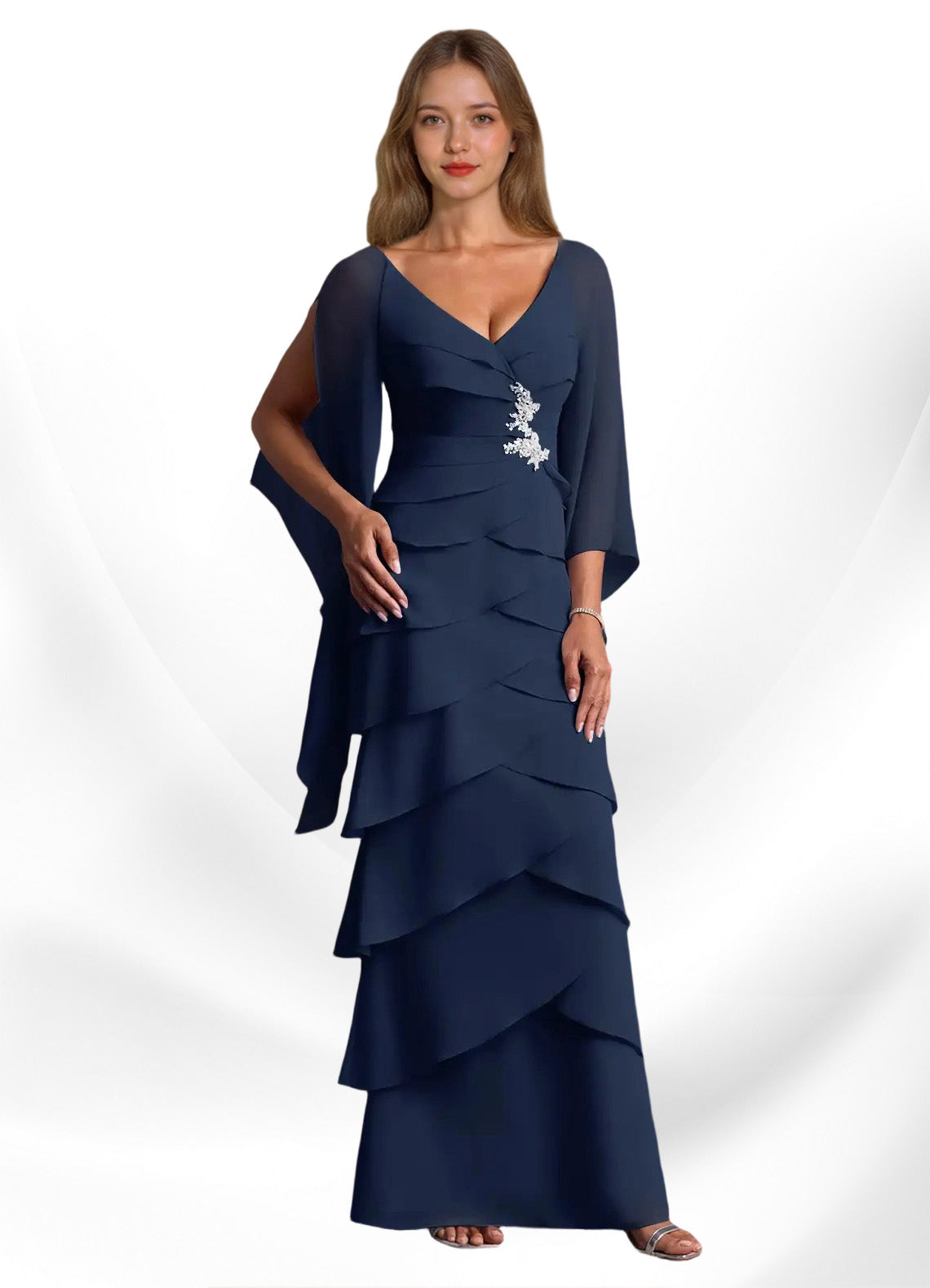 Augday Arabinda Sheath Ruched Chiffon Dress