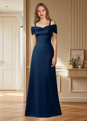 Augday Amelia A-Line Off the Shoulder Stretch Satin Dress
