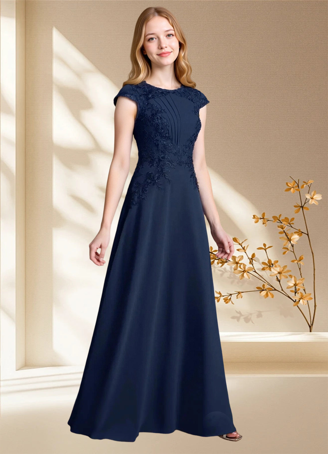 Augday Christi A-Line Lace Chiffon Dress