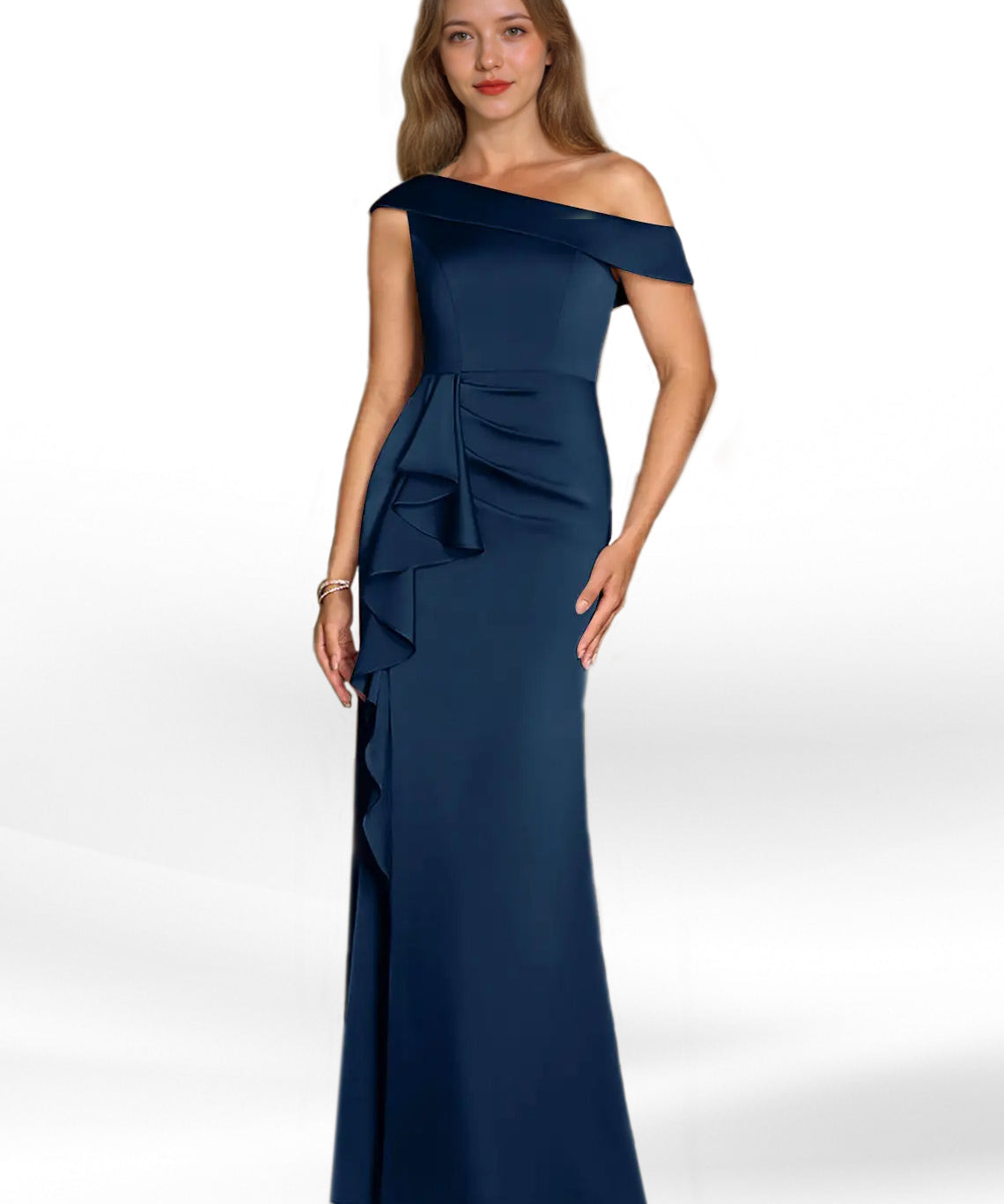 Augday Hamptons A-Line Pleated Stretch Satin Dress