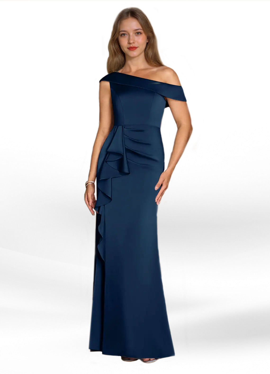 Augday Hamptons A-Line Pleated Stretch Satin Dress