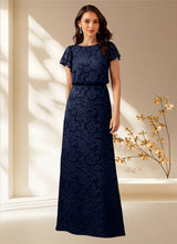 Augday Lehi A-Line Boatneck Floral Burnout Dress