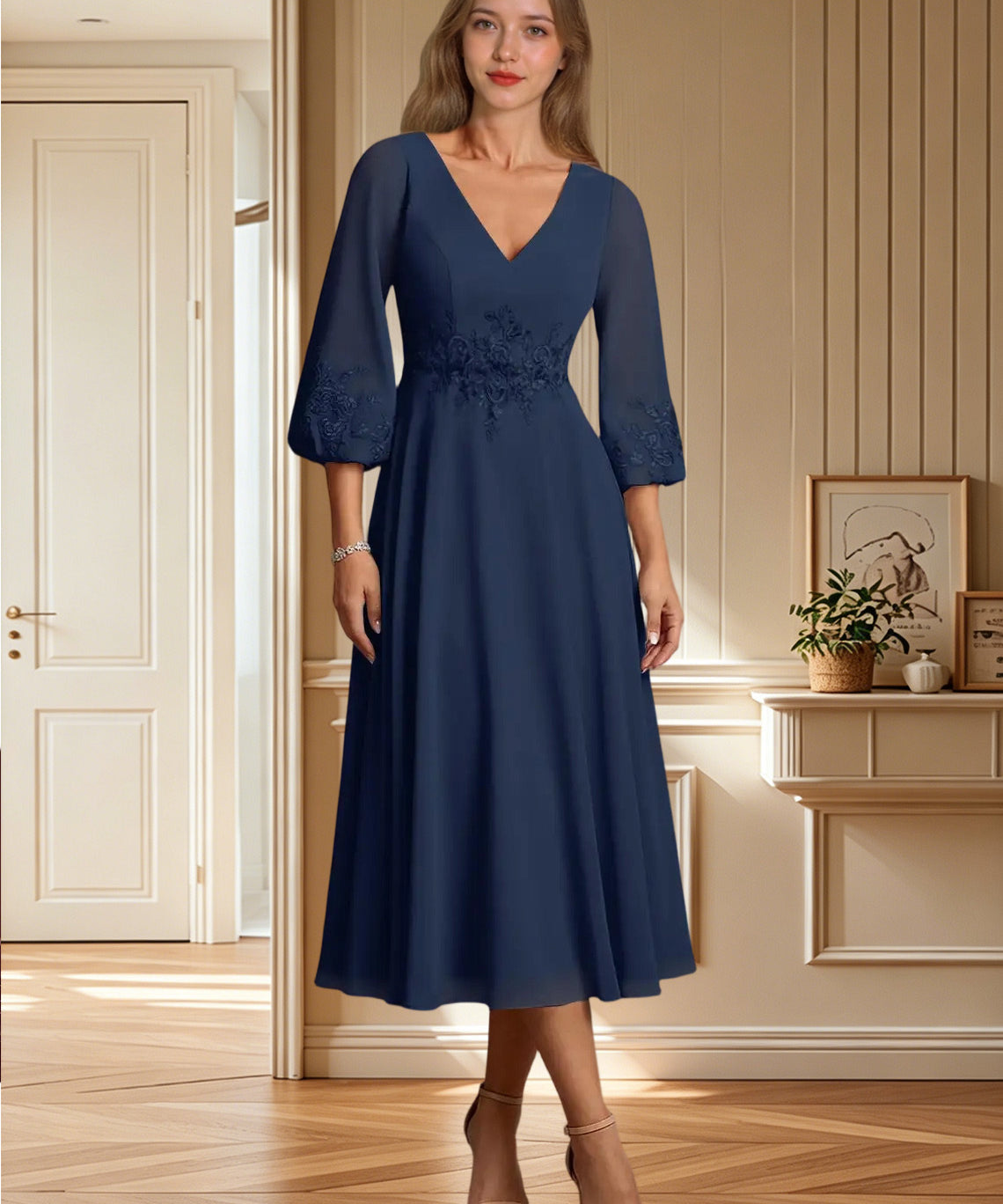 Augday Ana A-Line Lace Chiffon Dress