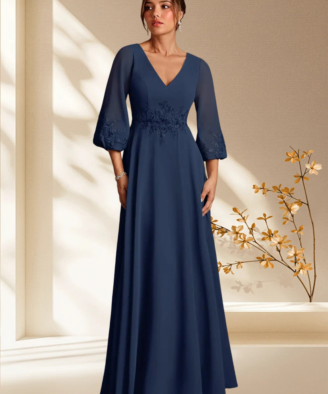 Augday Yorba A-Line Lace Chiffon Dress