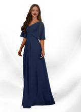 Augday Oksana A-Line V-Neck Pleated Chiffon Dress