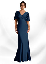 Augday Dosia Sheath Pleated Stretch Satin Dress