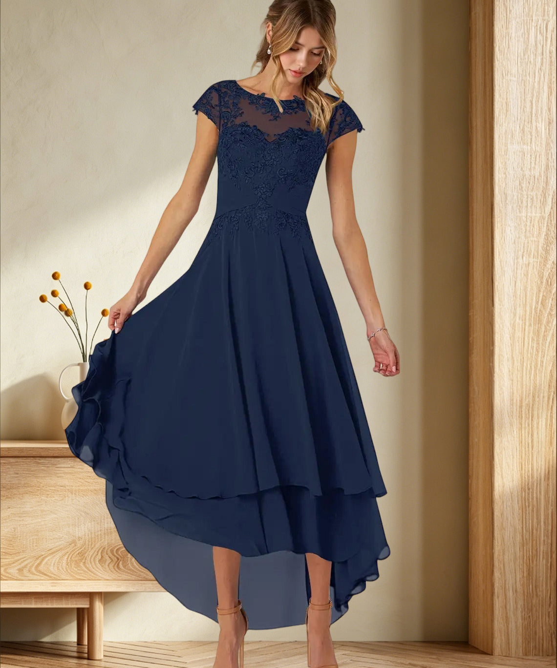 Augday Shonda Lace Chiffon Dress