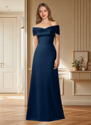 Augday Amelia A-Line Off the Shoulder Stretch Satin Dress