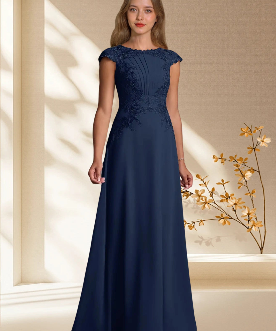 Augday Christi A-Line Lace Chiffon Dress