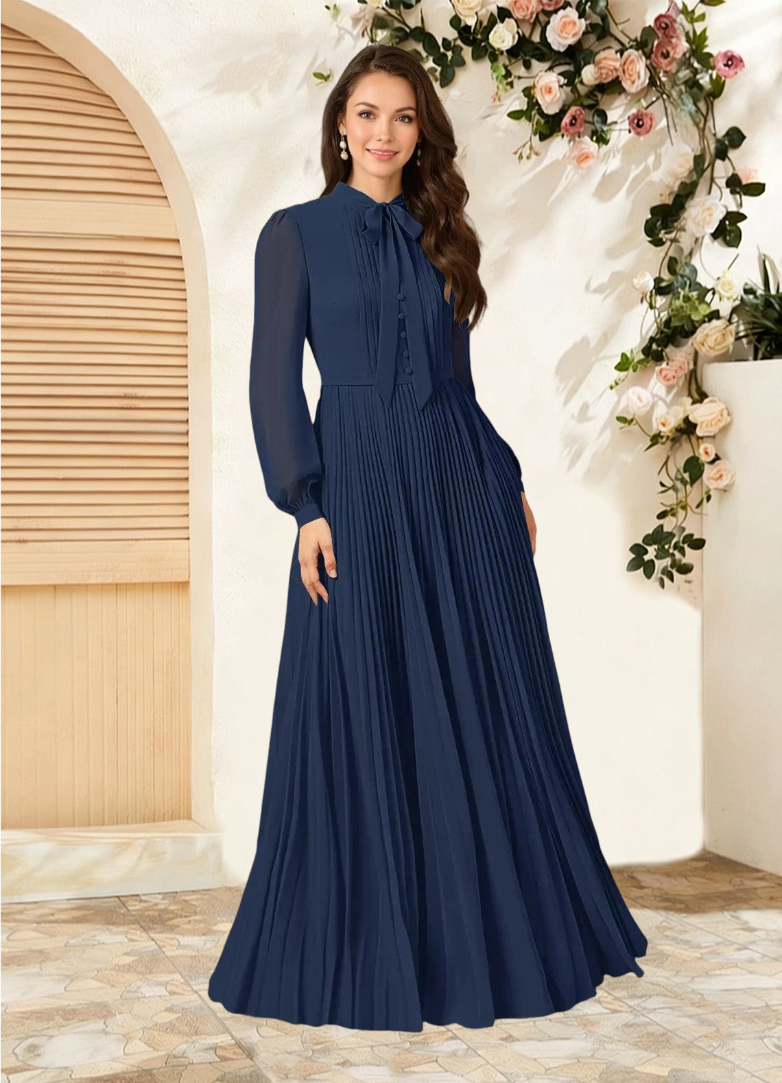 Augday Adellah A-Line Pleated Chiffon Dress