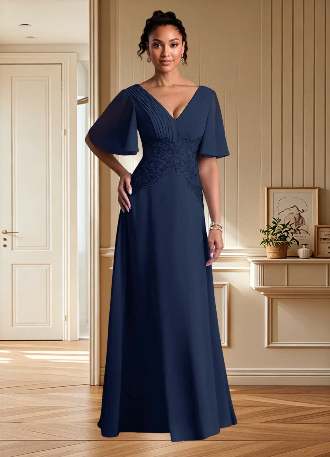 Augday Milliat A-Line Lace Chiffon Dress