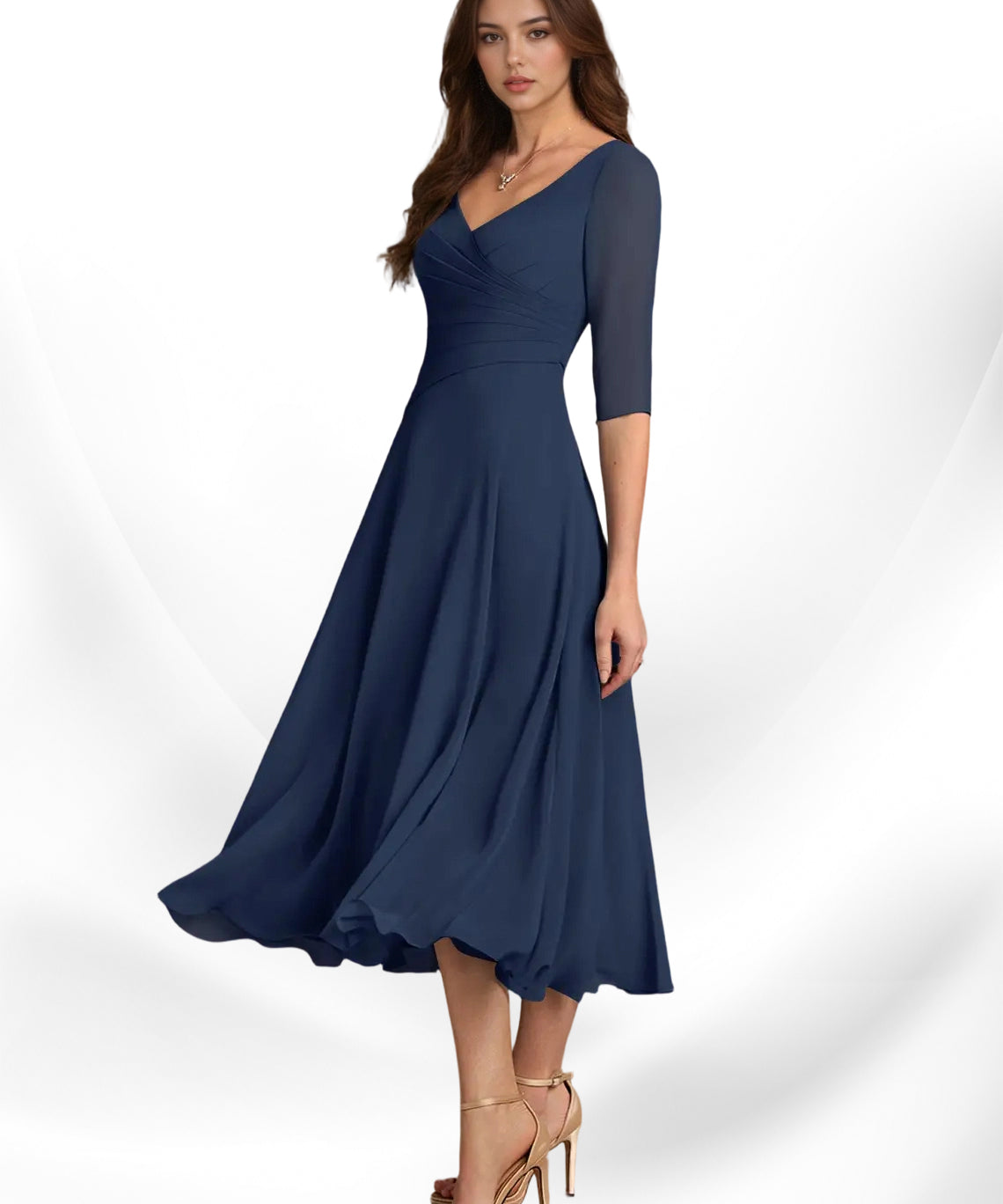 Augay Durant A-Line Pleated Chiffon Dress