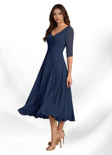 Augay Durant A-Line Pleated Chiffon Dress