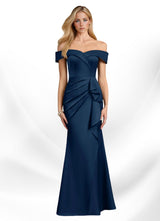 Augday Laredo Mermaid Off the Shoulder Stretch Satin Dress