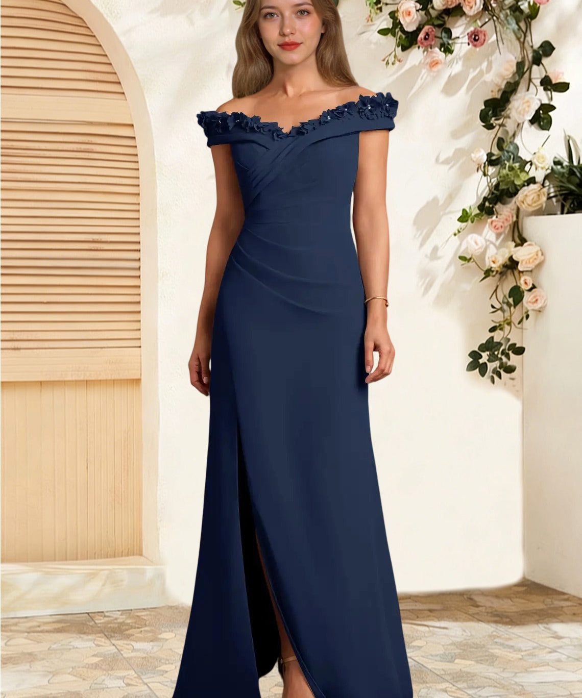 Augday Jettie Sheath Pleated Chiffon Dress