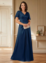 Augday Emmeline A-Line Pleated Stretch Satin Dress