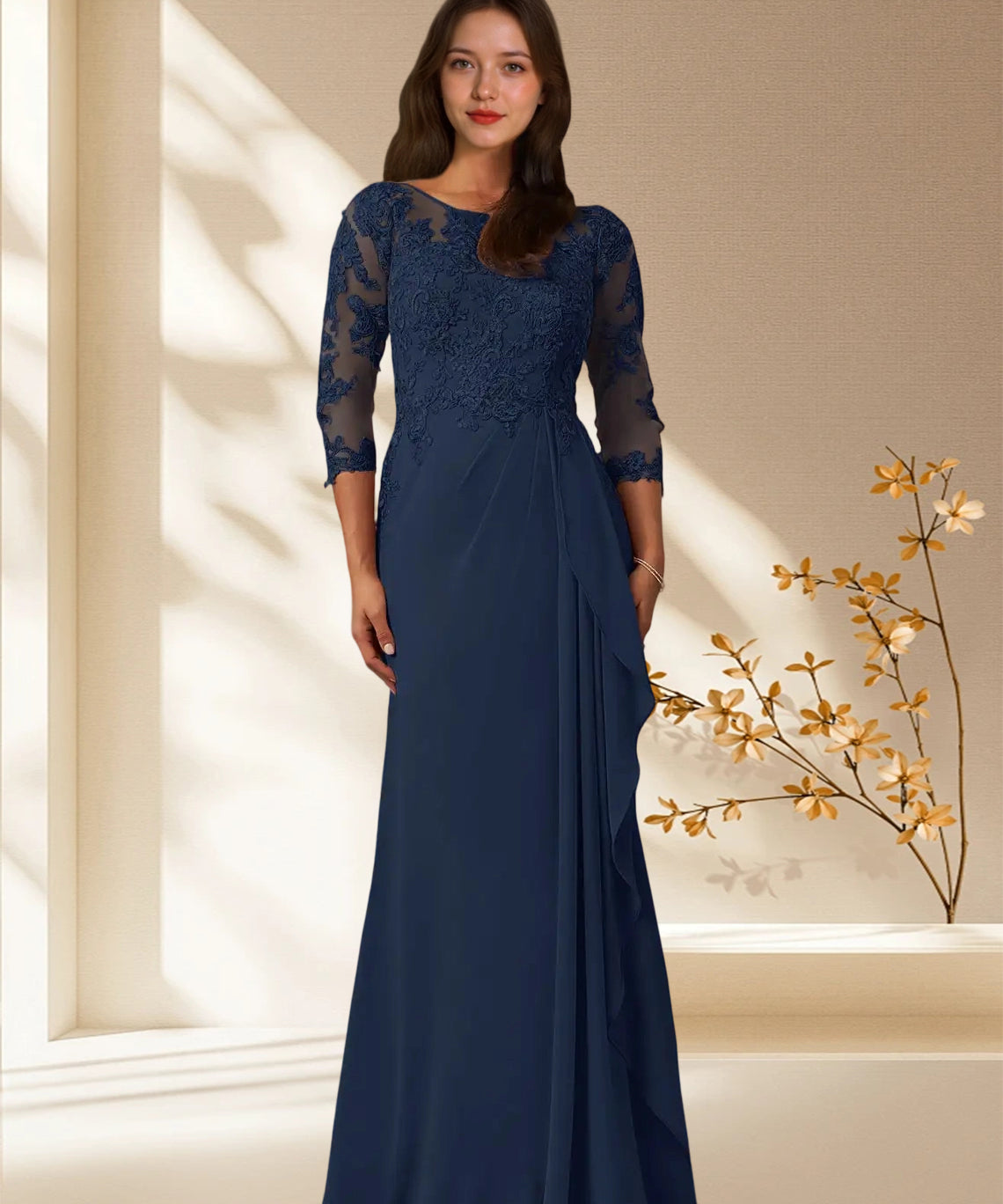 Augday Calanthe A-Line Scoop Chiffon Dress