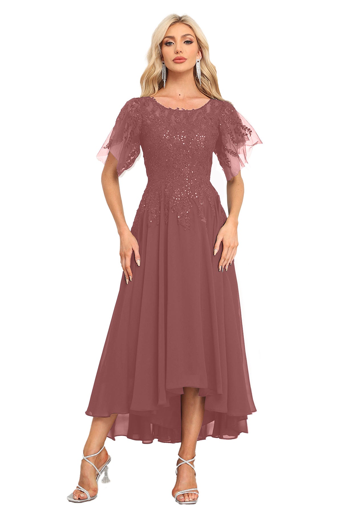 Augday Chiffon Lace Sequins Mother of the Bridesmaid Dresses