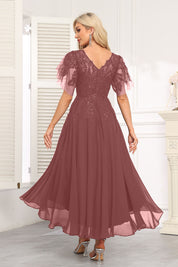 Augday Chiffon Lace Sequins Mother of the Bridesmaid Dresses