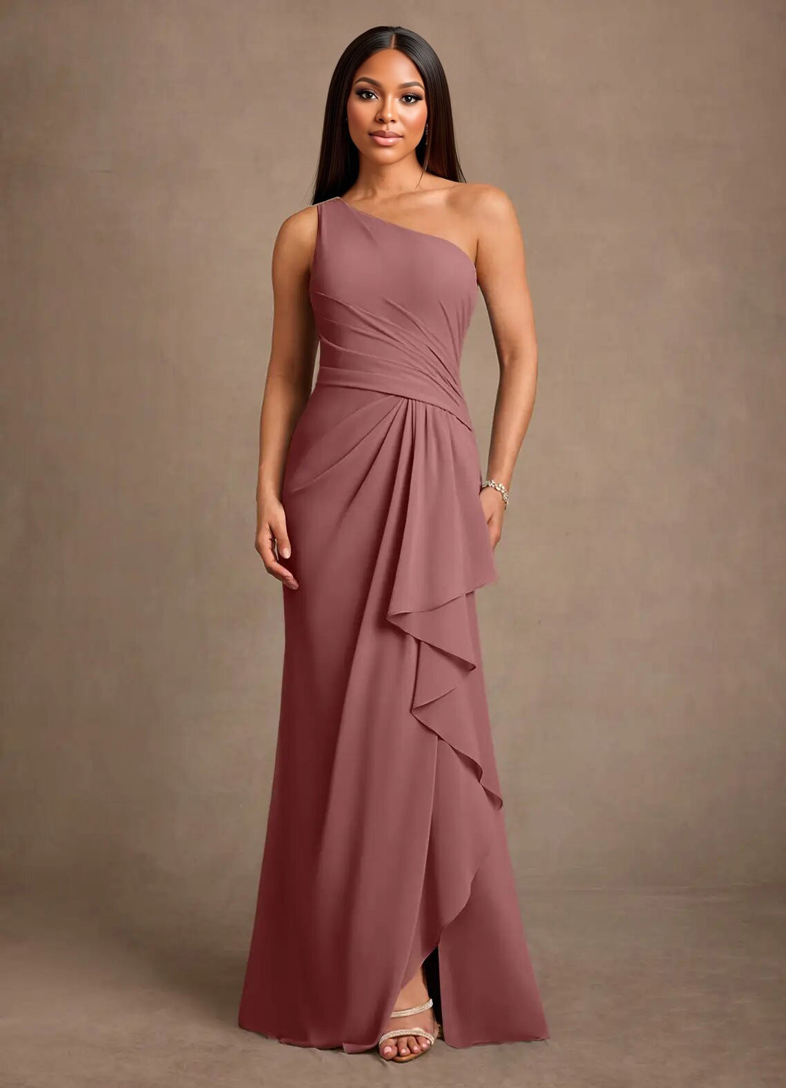 Augday Floy Sheath One Shoulder Chiffon Dress