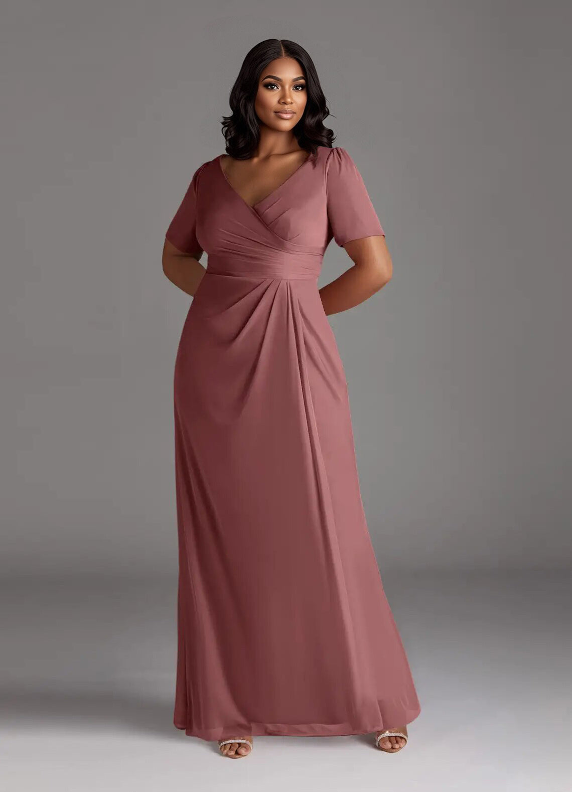 Augday Bessie A-Line Pleated Mesh Dress Plus Size